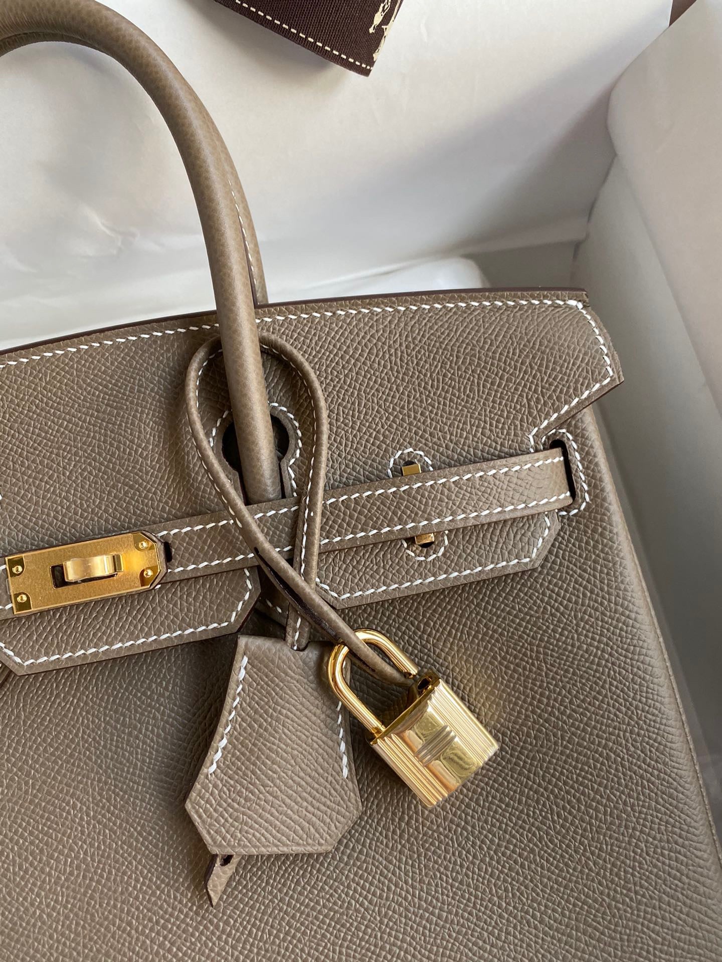 Hermes Birkin 25 Bag In Etoupe Epsom Leather