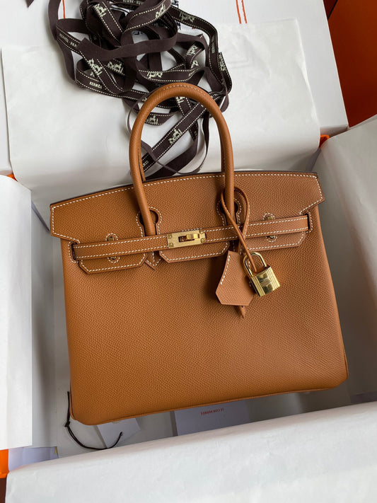 Hermes Birkin 25 Bag In Golden Brown Epsom Leather