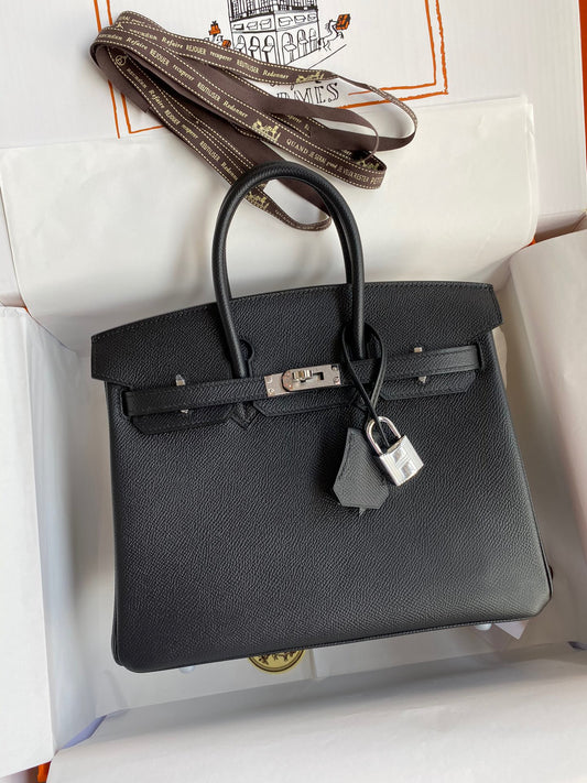 Hermes Birkin 25 Bag In Black Epsom Leather