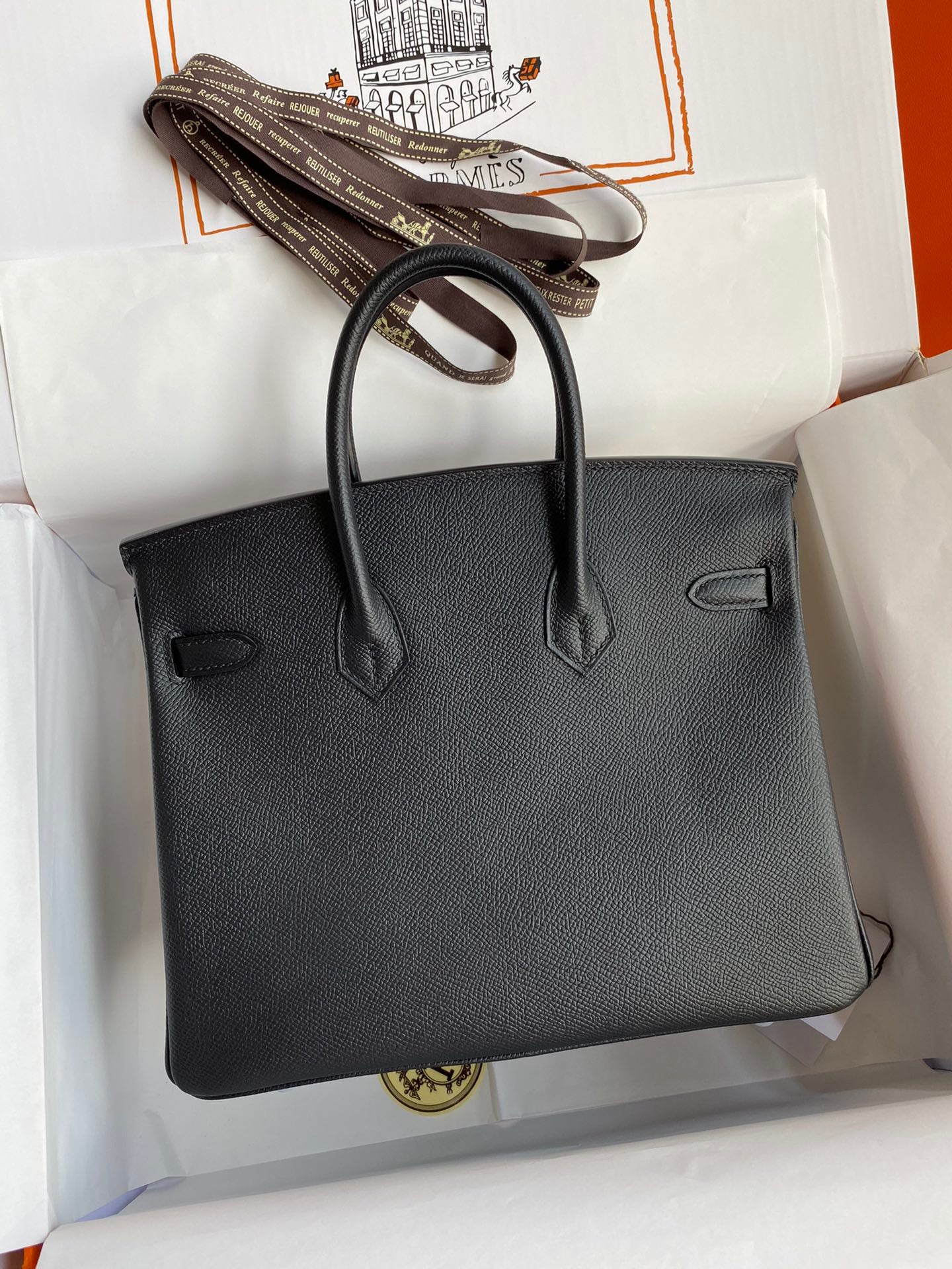 Hermes Birkin 25 Bag In Black Epsom Leather