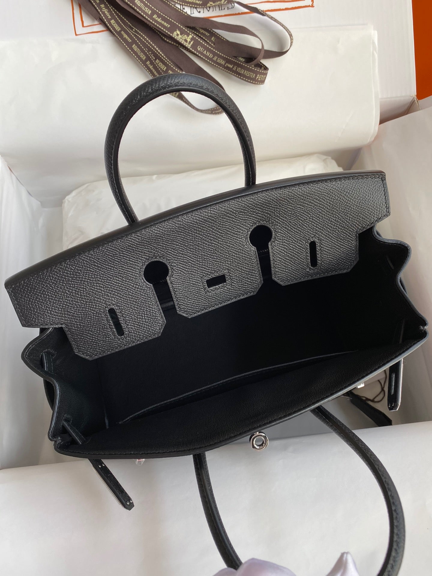 Hermes Birkin 25 Bag In Black Epsom Leather