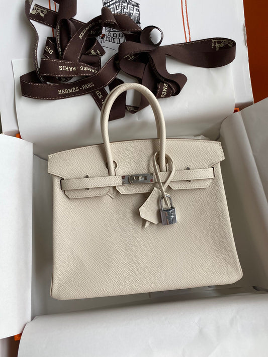 Hermes Birkin 25 Bag In Craie Epsom Leather