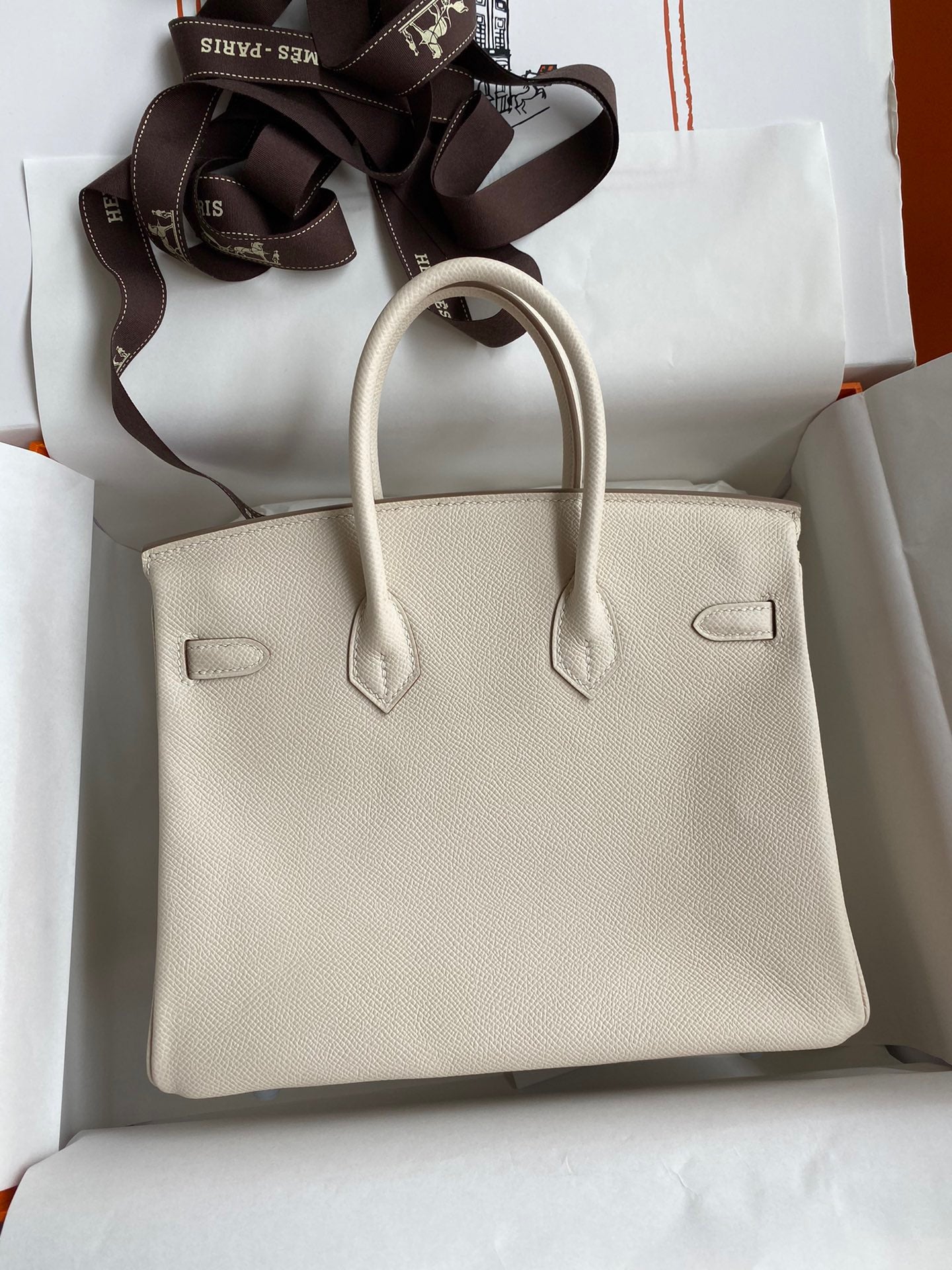 Hermes Birkin 25 Bag In Craie Epsom Leather