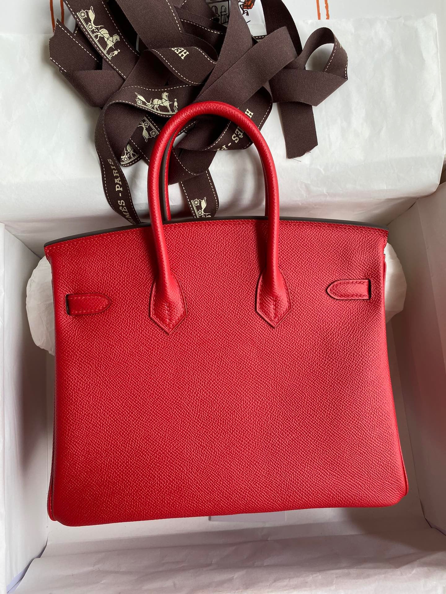 Hermes Birkin 25 Bag In Red Epsom Leather