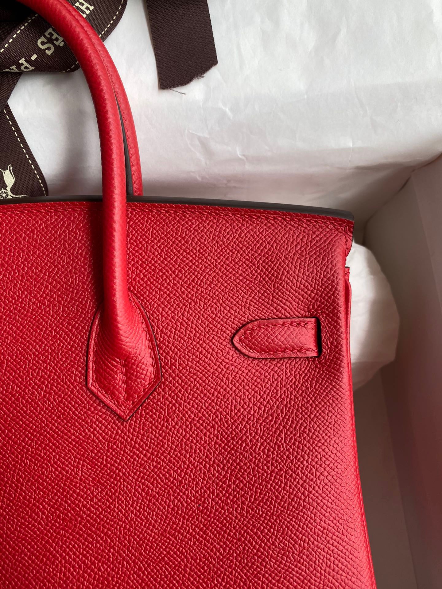 Hermes Birkin 25 Bag In Red Epsom Leather