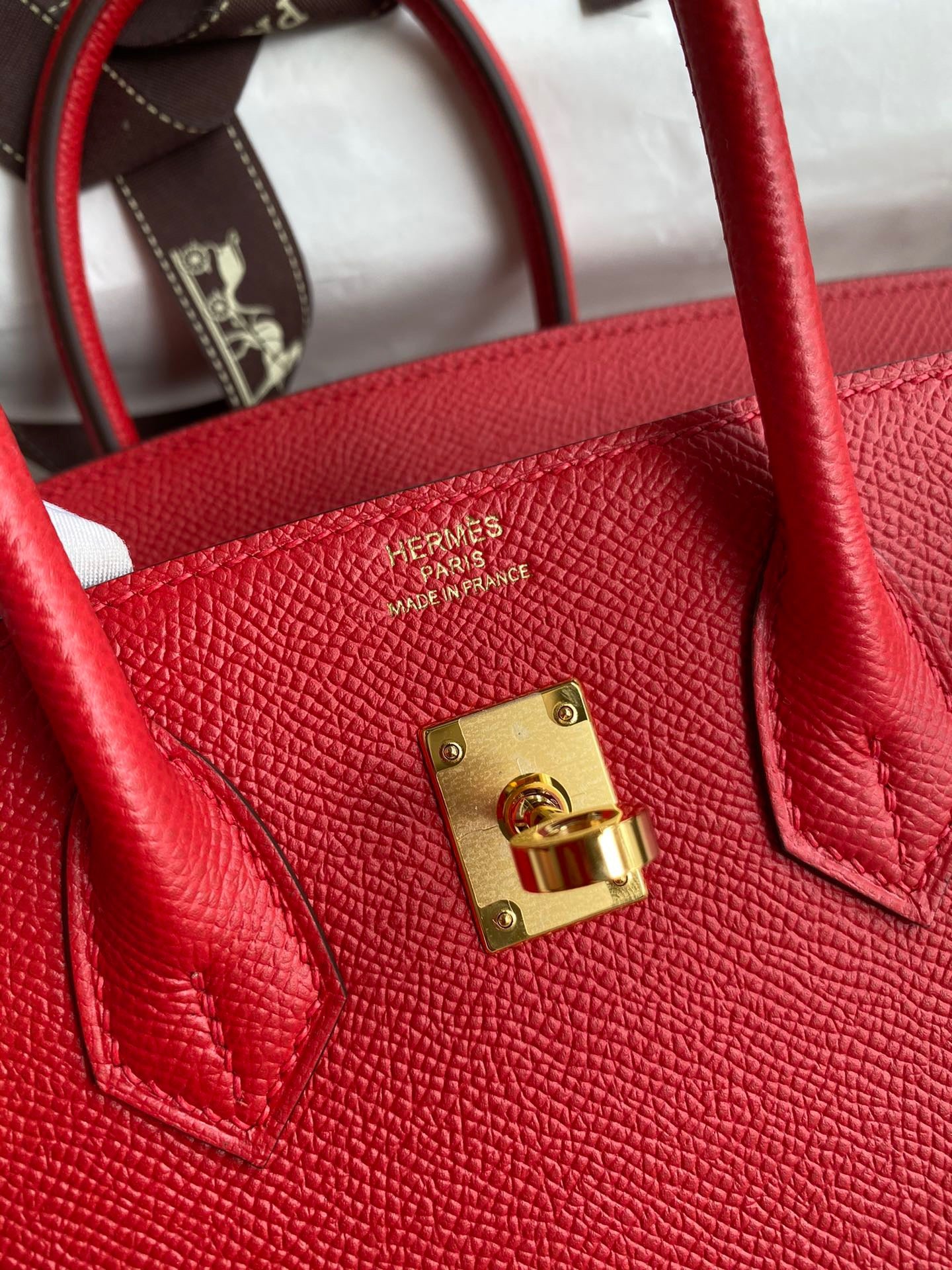 Hermes Birkin 25 Bag In Red Epsom Leather