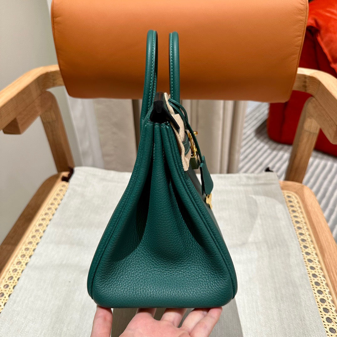 Hermes Birkin 25 Bag In Malachite Togo Leather