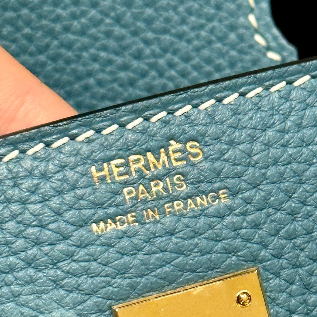 Hermes Birkin 25 Bag In Blue Jean Togo Leather