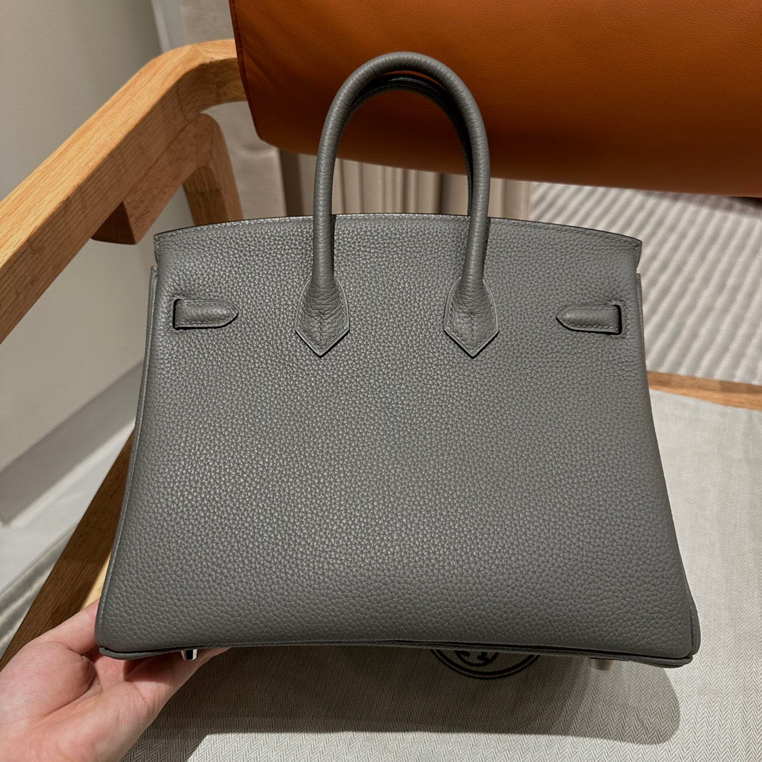 Hermes Birkin 25 Bag In Gris Meyer Togo Leather