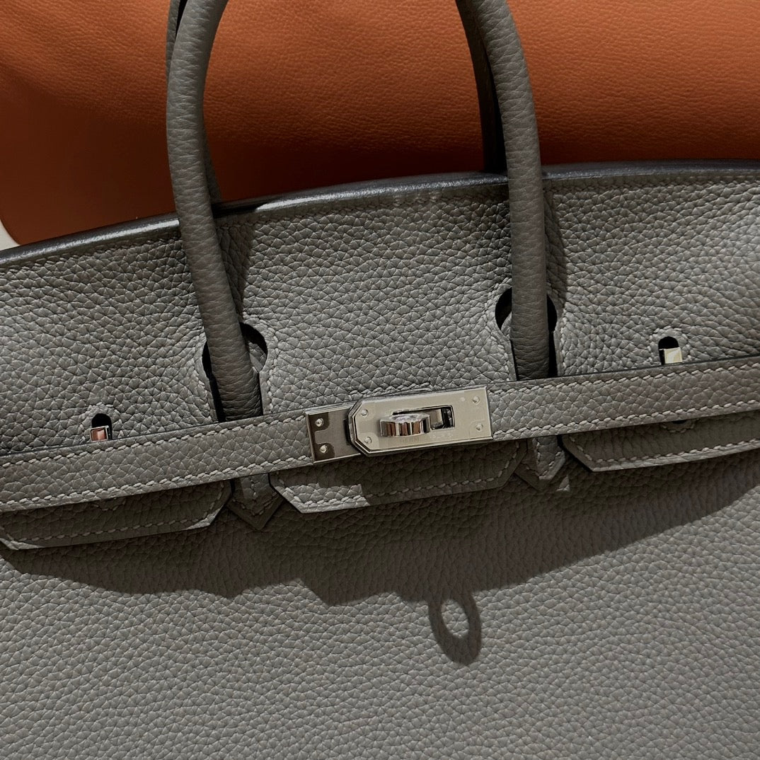 Hermes Birkin 25 Bag In Gris Meyer Togo Leather