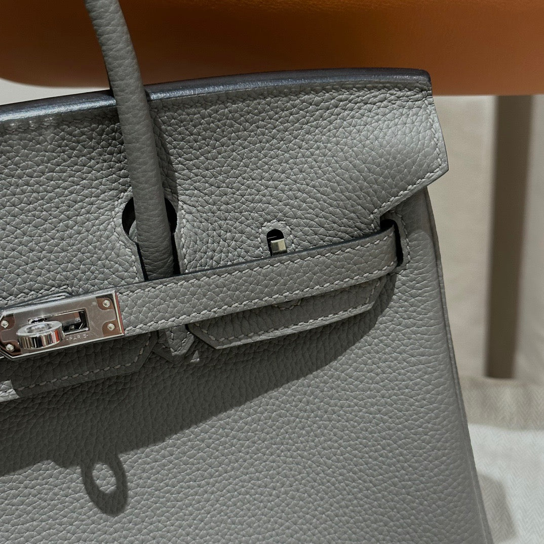 Hermes Birkin 25 Bag In Gris Meyer Togo Leather