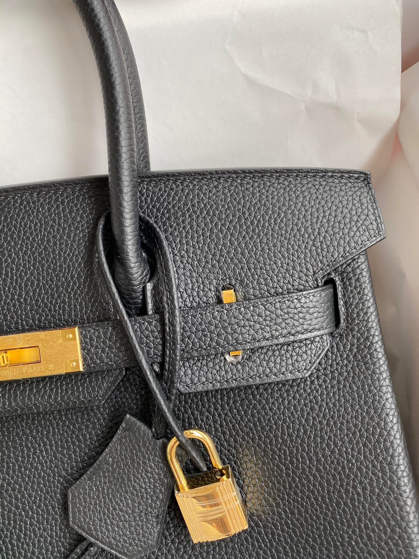 Hermes Birkin 30 Bag in Black Togo Leather 