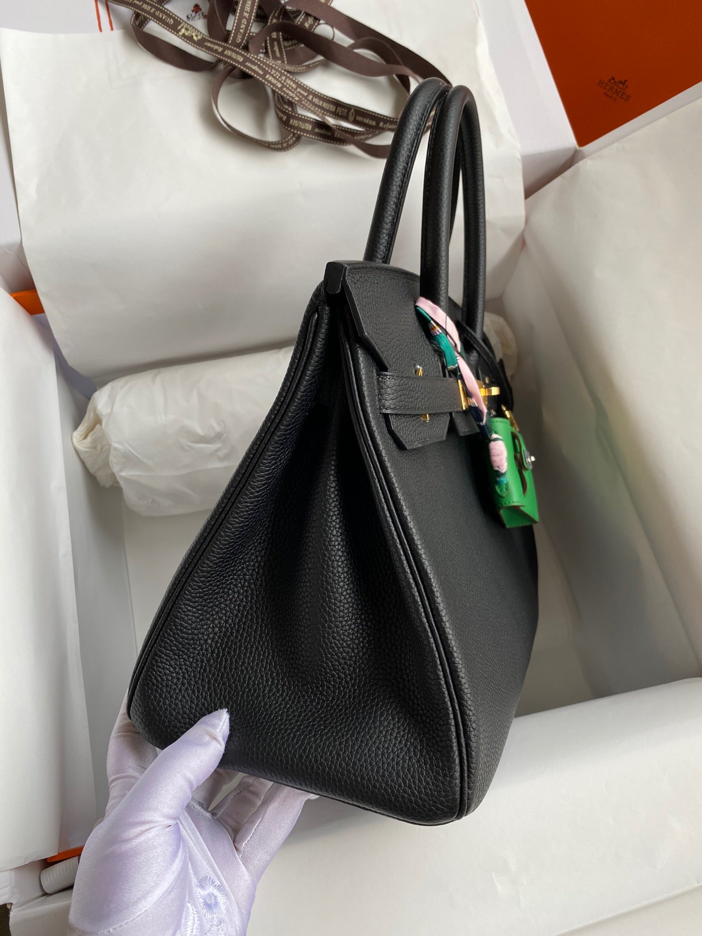 Hermes Birkin 30 Bag in Black Togo Leather 