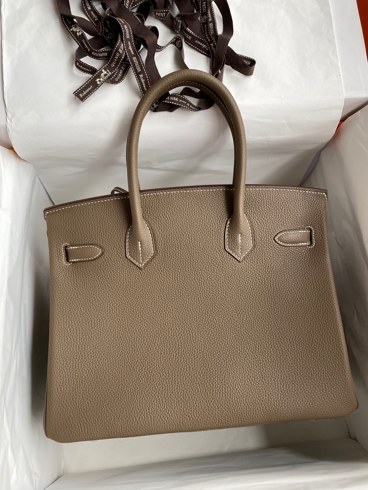 Hermes Birkin 30 Bag in Etoupe Togo Leather 