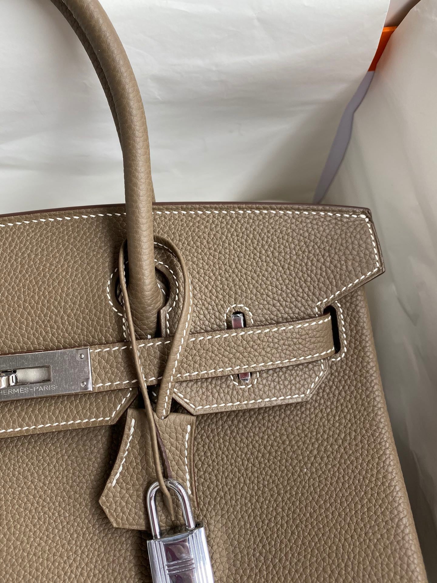 Hermes Birkin 30 Bag in Etoupe Togo Leather 