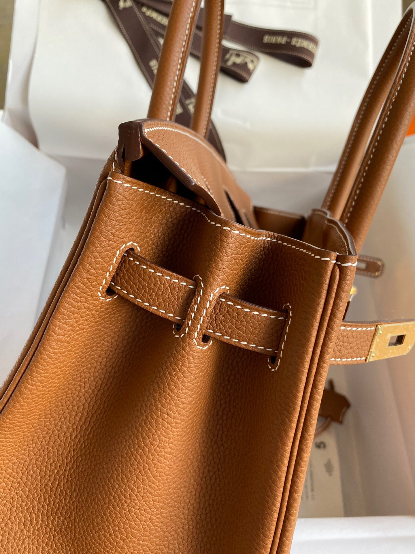 Hermes Birkin 30 Bag in Golden brown Togo Leather 