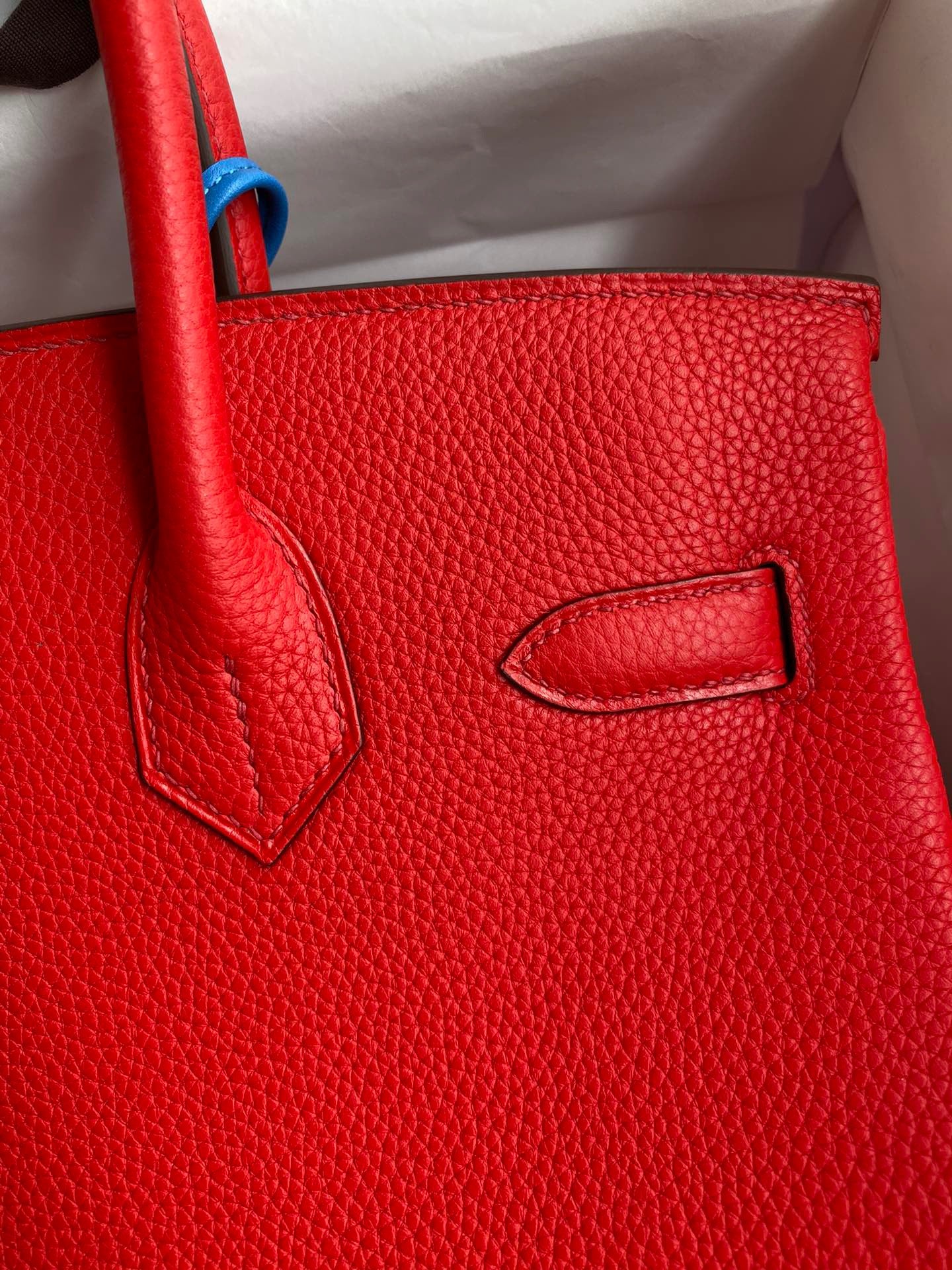 Hermes Birkin 30 Bag in flag Red Togo Leather 