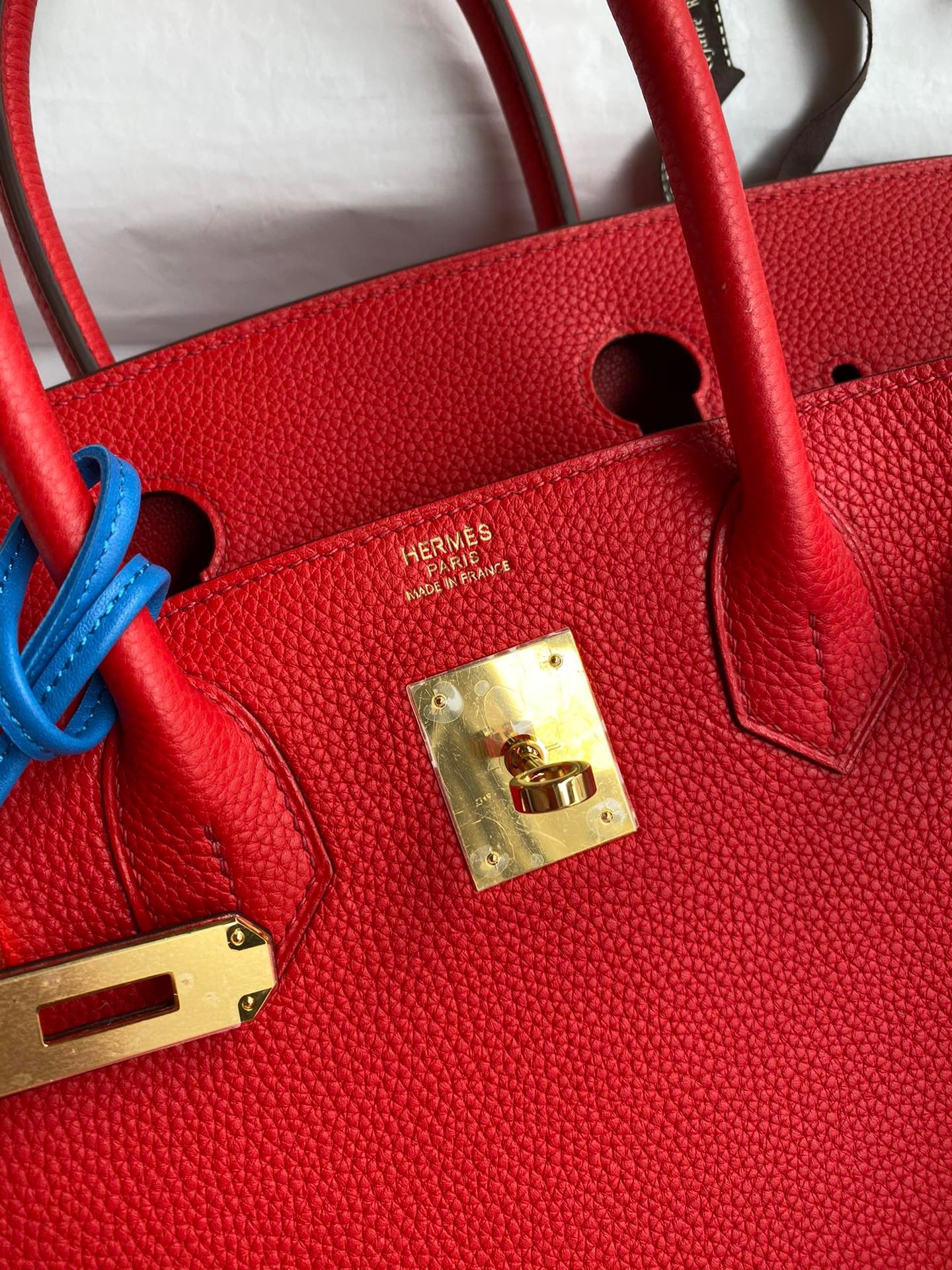 Hermes Birkin 30 Bag in flag Red Togo Leather 