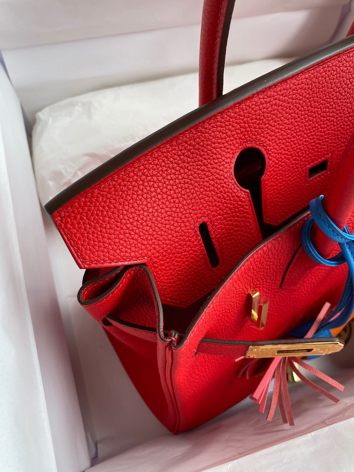 Hermes Birkin 30 Bag in flag Red Togo Leather 