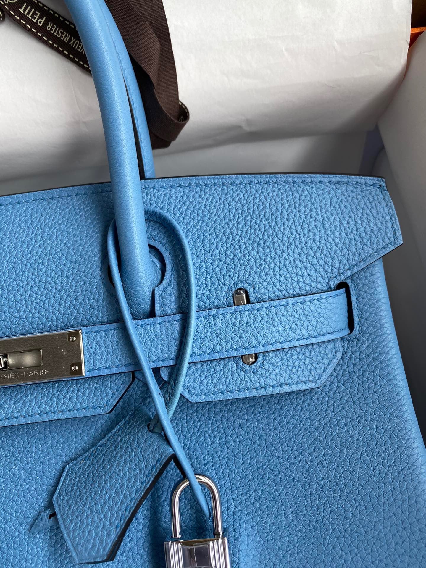Hermes Birkin 30 Bag in Heaven Blue Togo Leather 