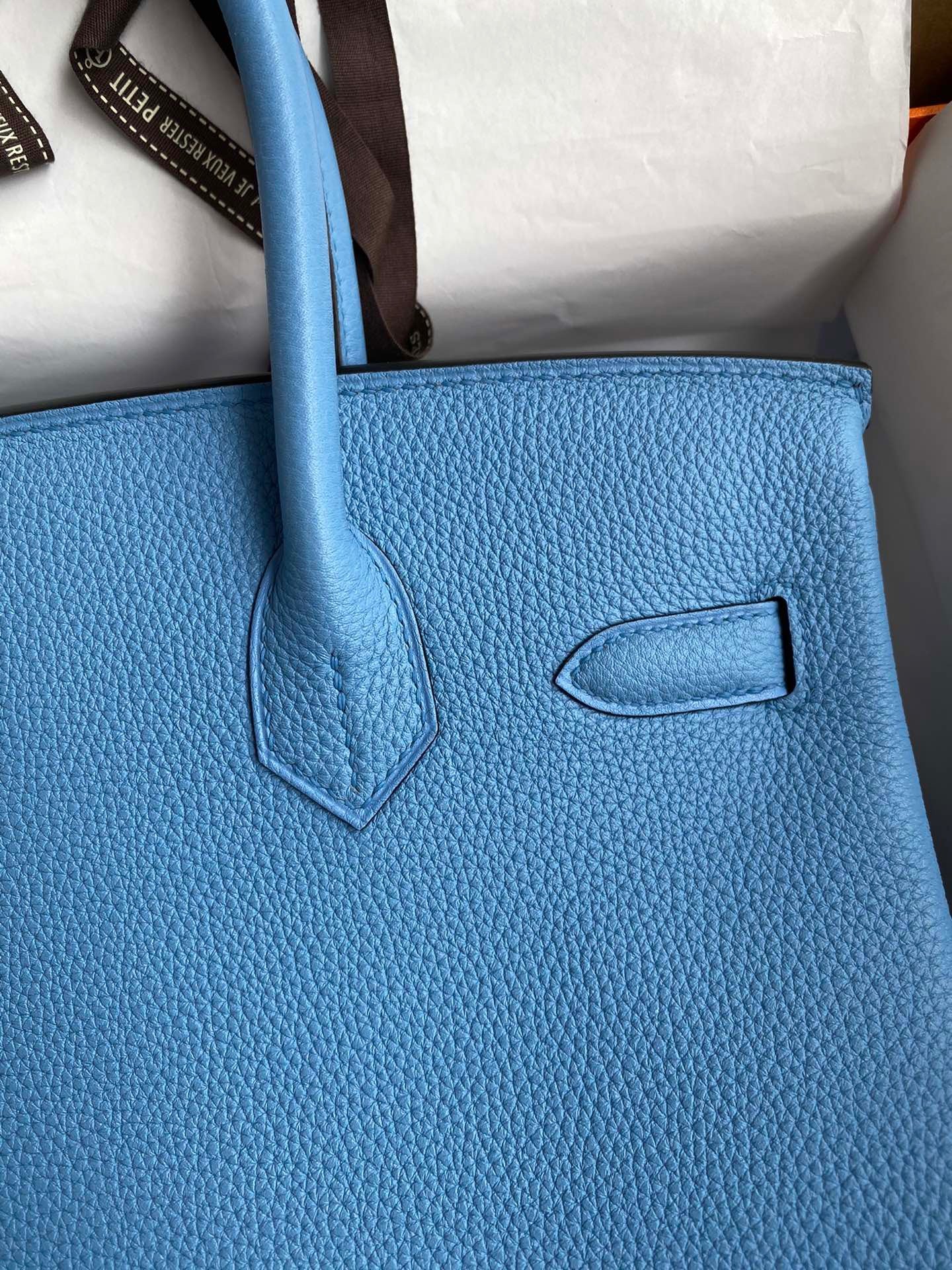 Hermes Birkin 30 Bag in Heaven Blue Togo Leather 