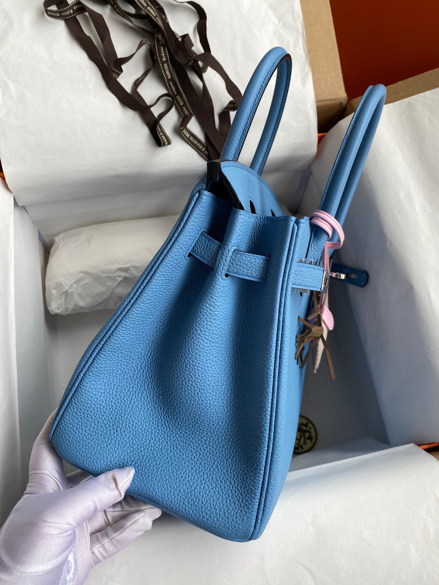 Hermes Birkin 30 Bag in Heaven Blue Togo Leather 