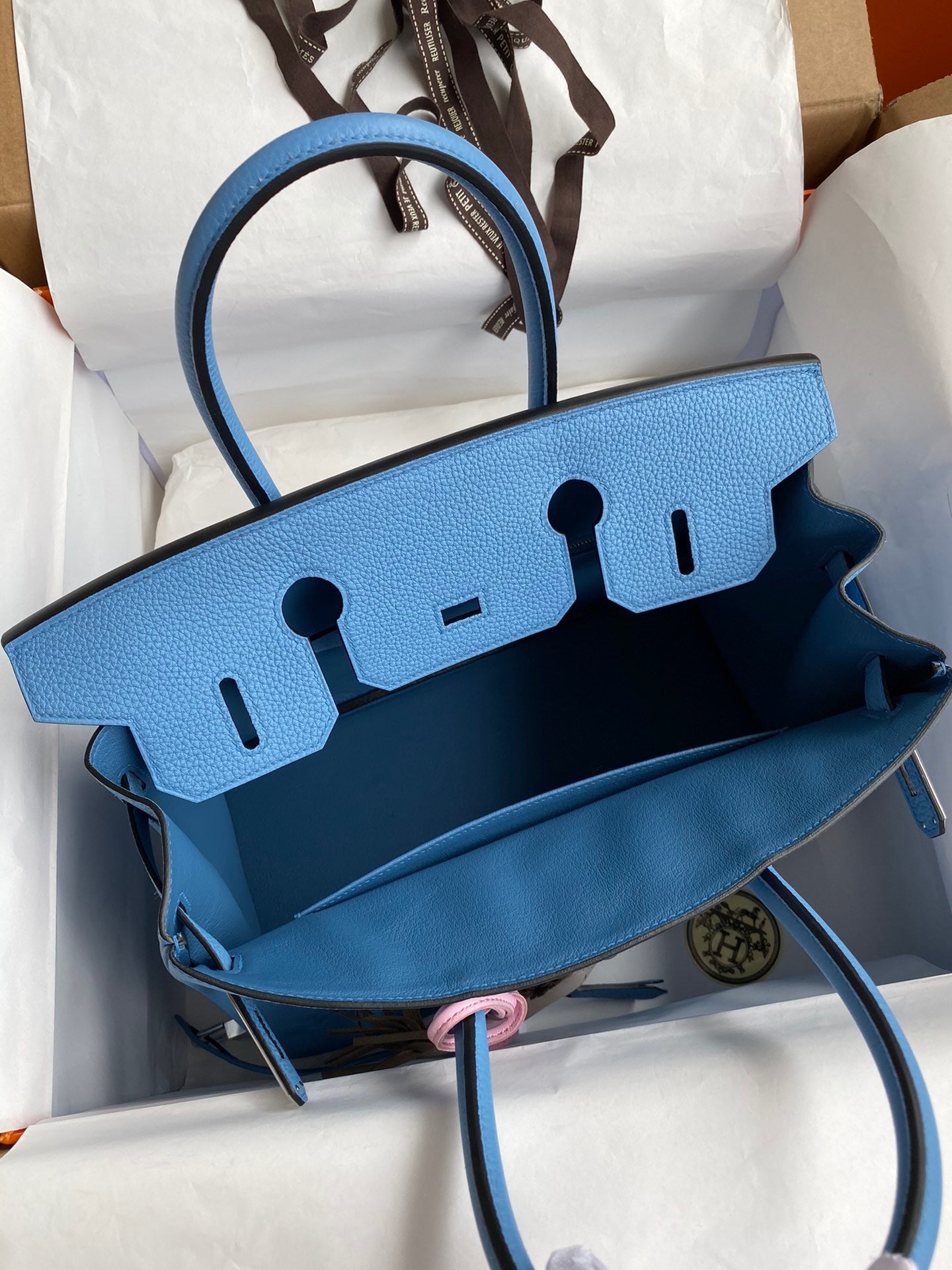 Hermes Birkin 30 Bag in Heaven Blue Togo Leather 