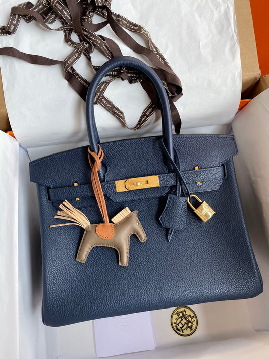 Hermes Birkin 30 Bag in Dark Blue Togo Leather 