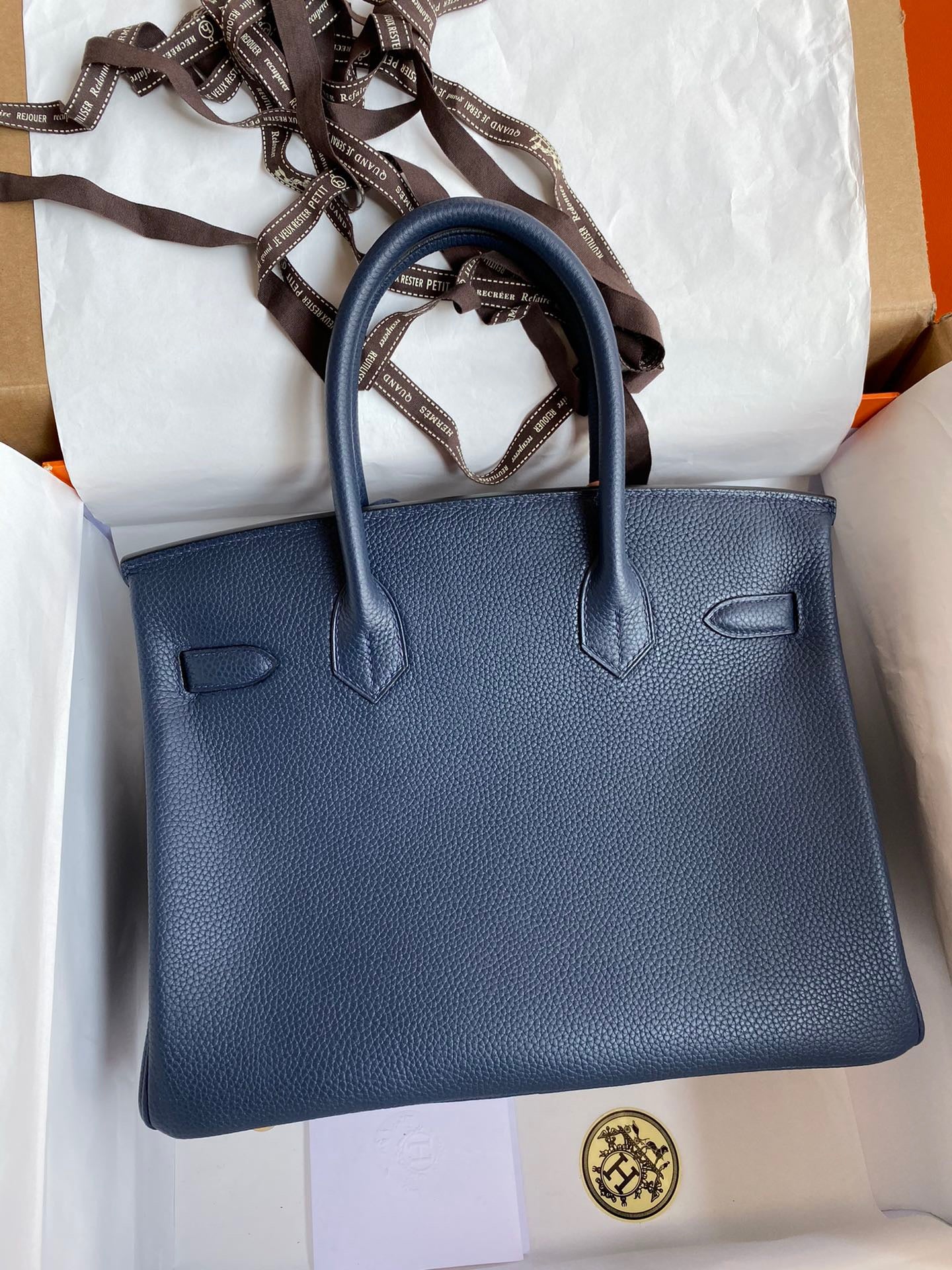 Hermes Birkin 30 Bag in Dark Blue Togo Leather 