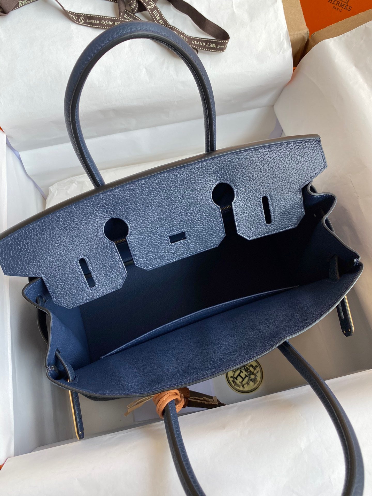 Hermes Birkin 30 Bag in Dark Blue Togo Leather 