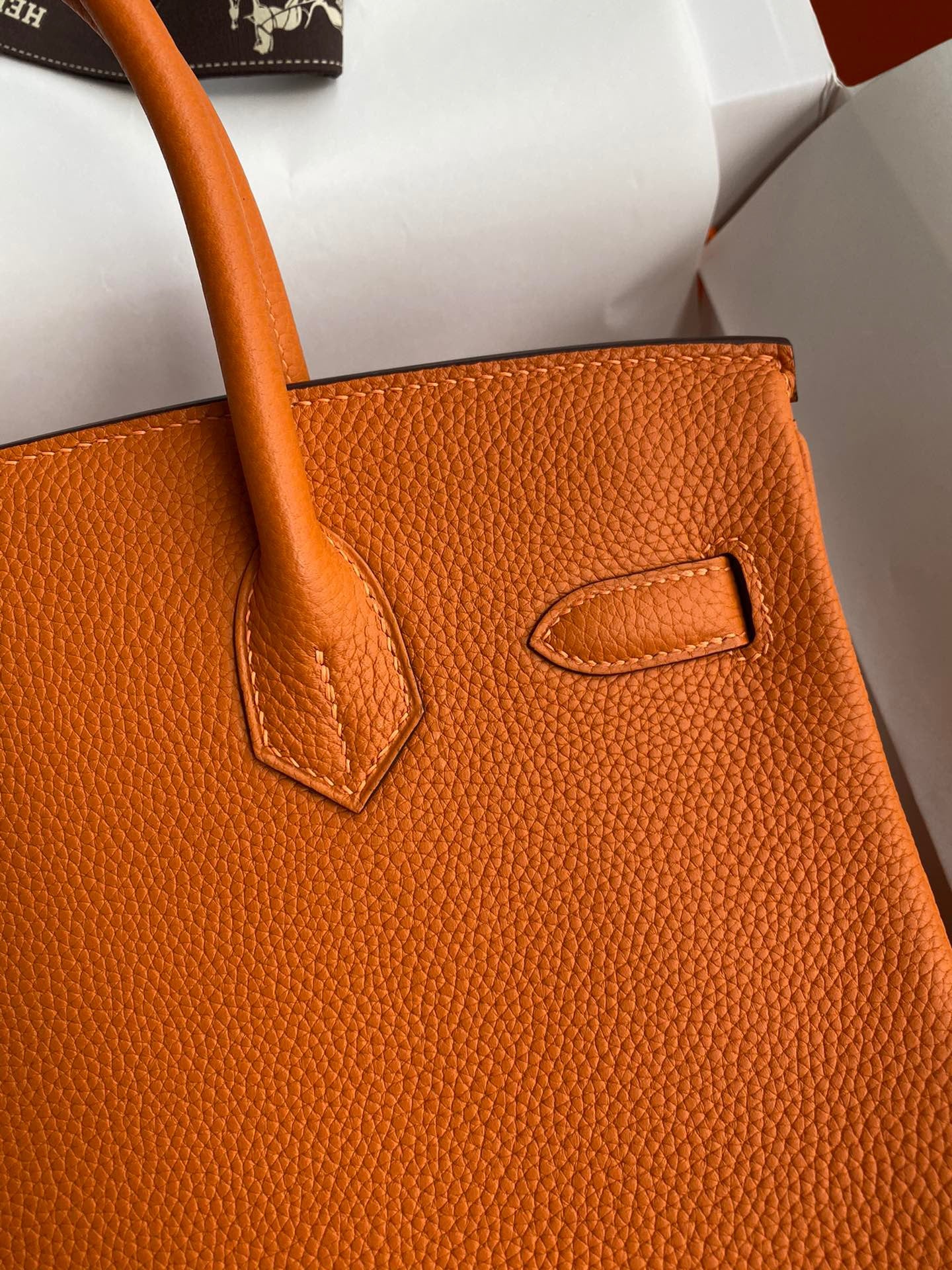 Hermes Birkin 30 Bag in Orange Togo Leather 