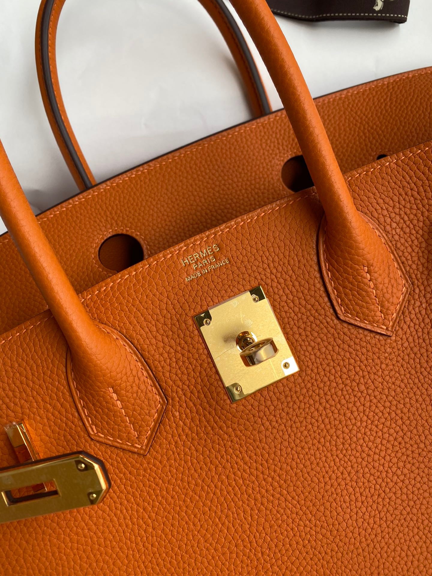 Hermes Birkin 30 Bag in Orange Togo Leather 