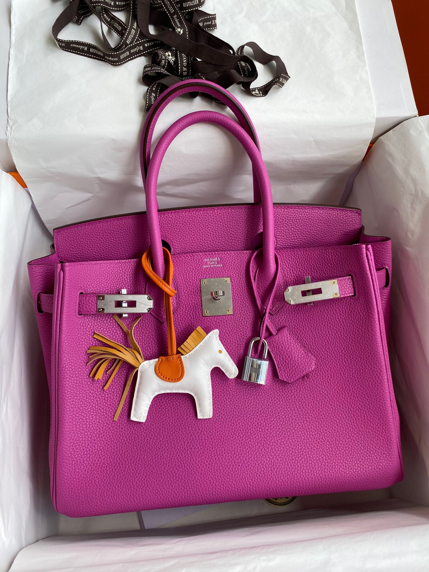 Hermes Birkin 30 Bag in Magnolia Powder Togo Leather 