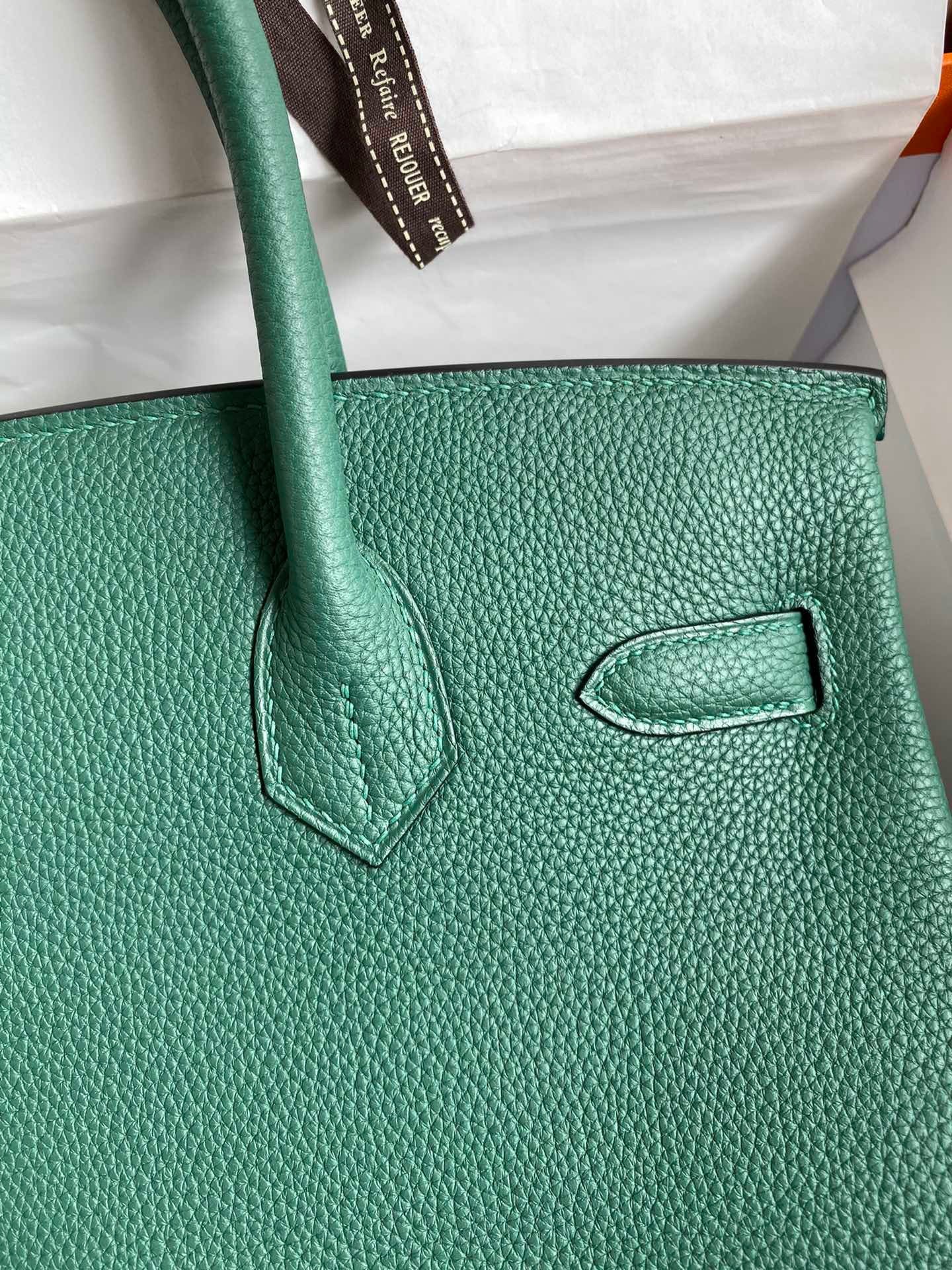 Hermes Birkin 30 Bag in Malachite Togo Leather 