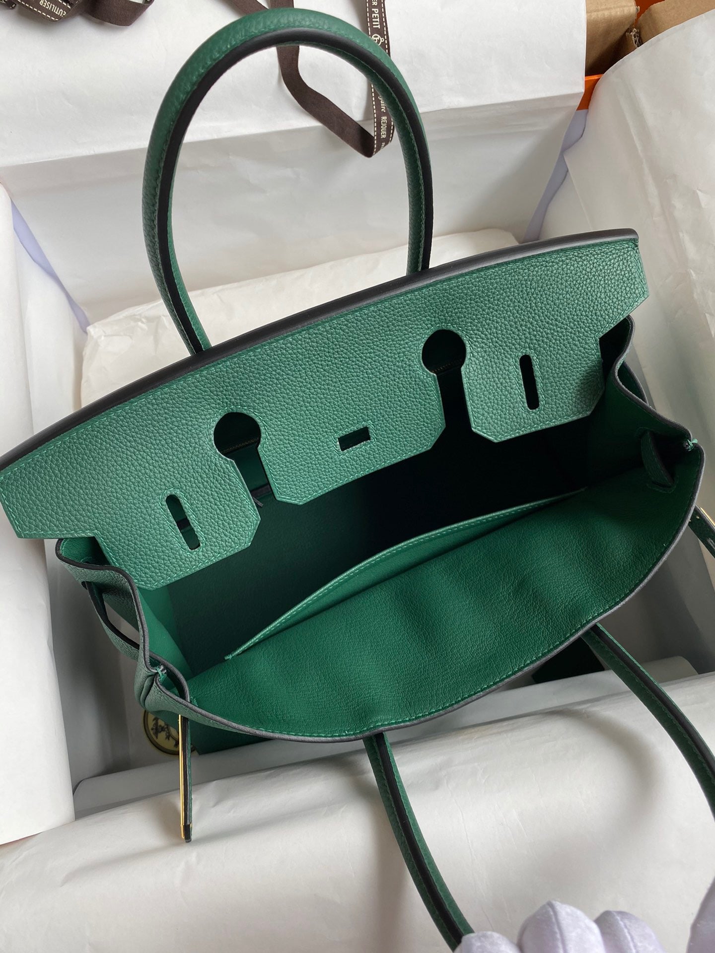 Hermes Birkin 30 Bag in Malachite Togo Leather 