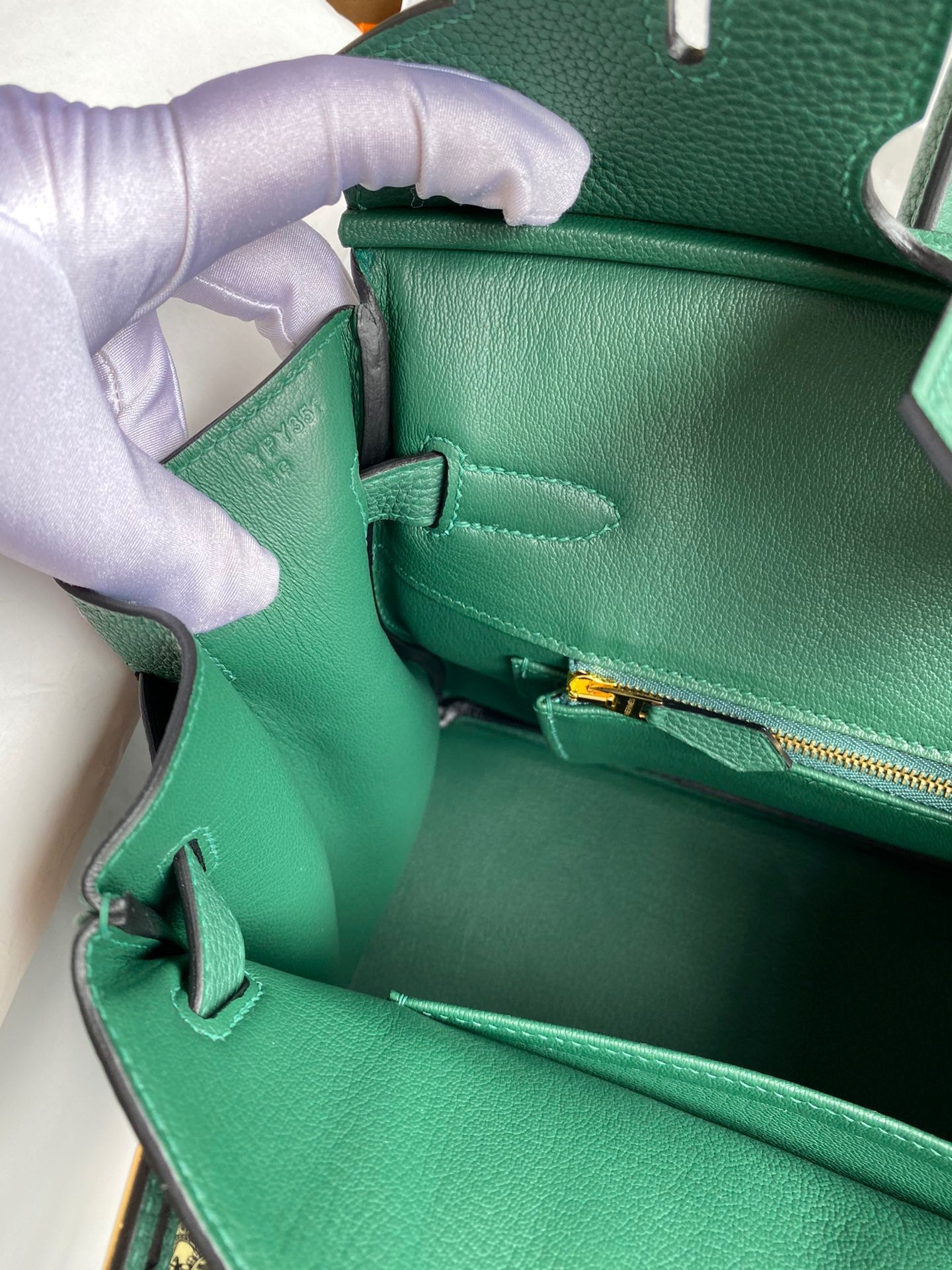 Hermes Birkin 30 Bag in Malachite Togo Leather 