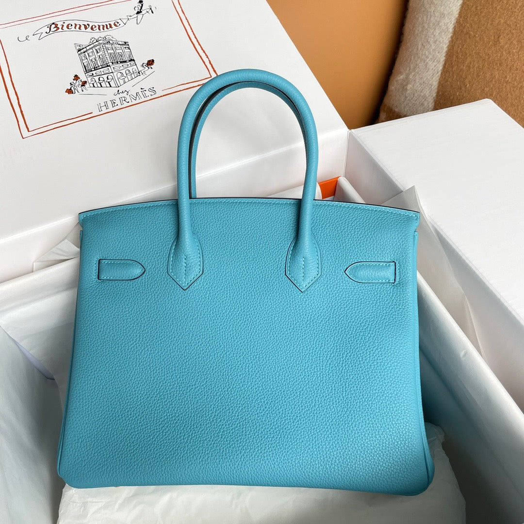 Hermes Birkin 30 Bag in Northern Blue Togo Leather 