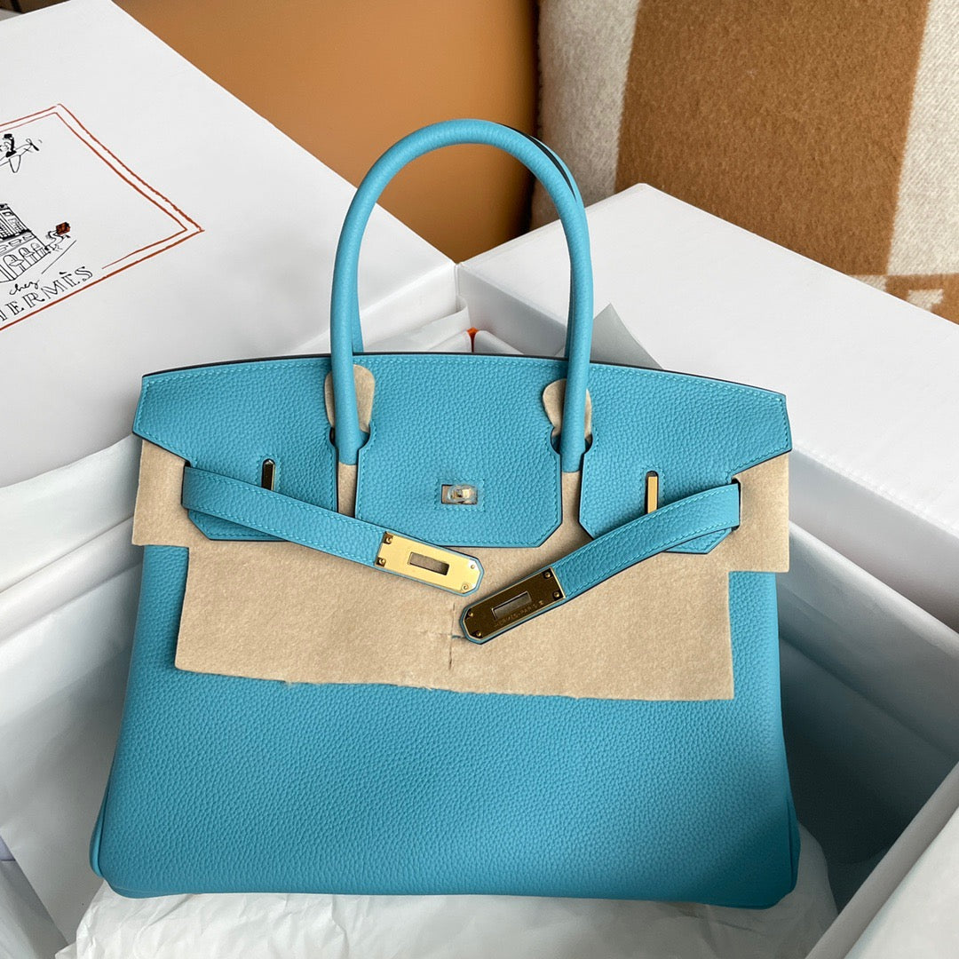 Hermes Birkin 30 Bag in Northern Blue Togo Leather 