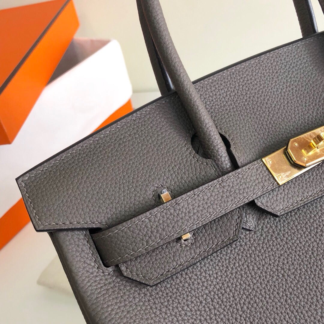 Hermes Birkin 30 Bag in Dark Grey Togo Leather 