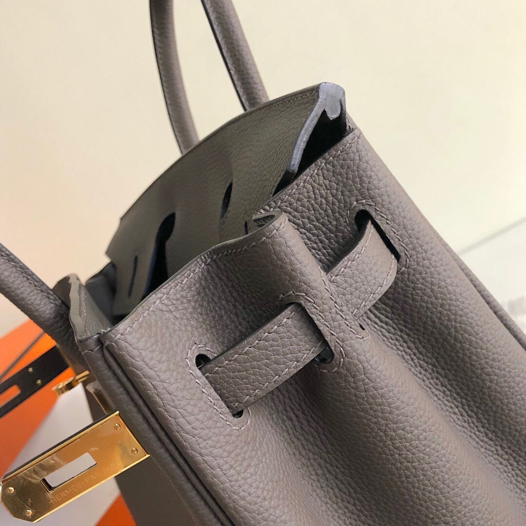 Hermes Birkin 30 Bag in Dark Grey Togo Leather 