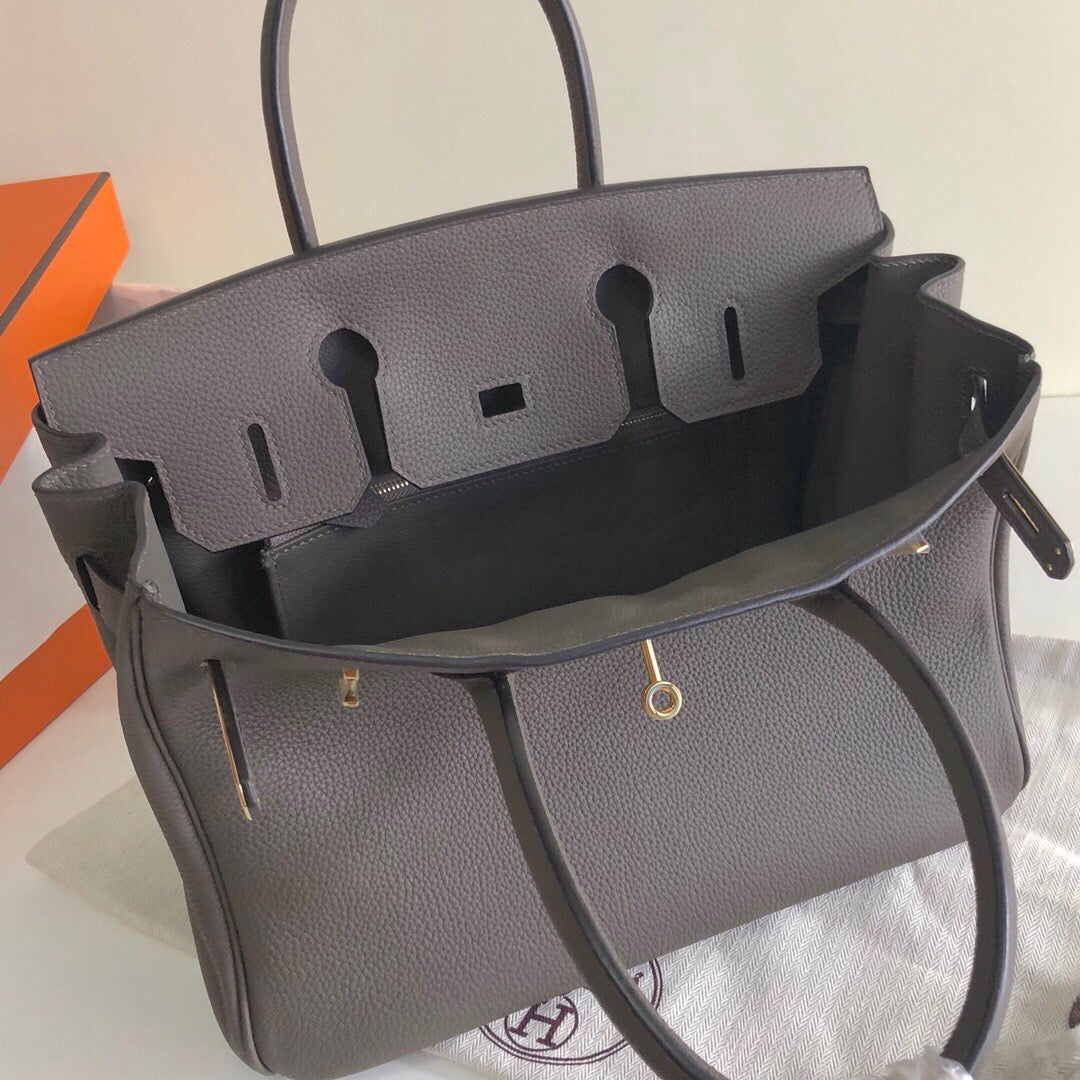 Hermes Birkin 30 Bag in Dark Grey Togo Leather 