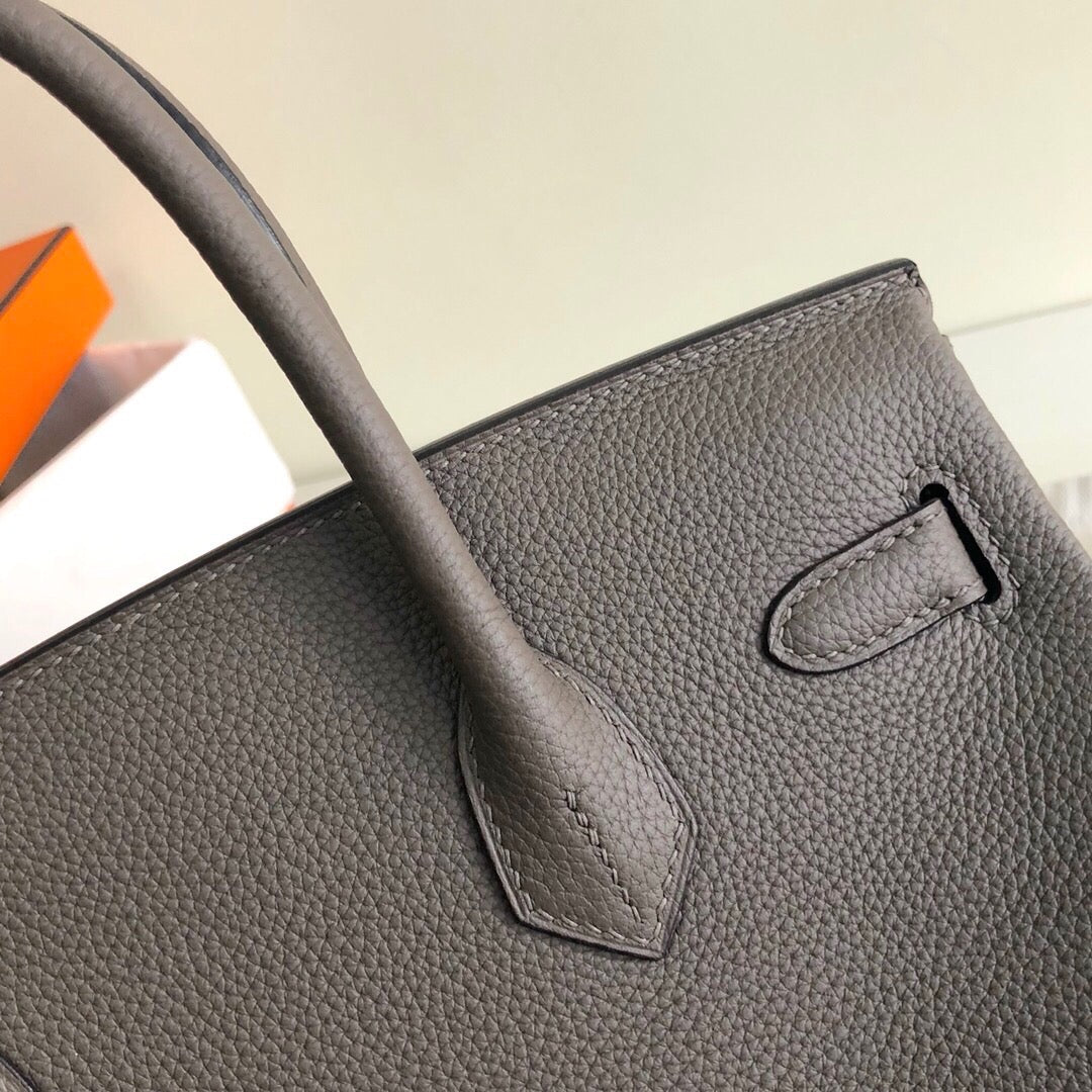 Hermes Birkin 30 Bag in Dark Grey Togo Leather 