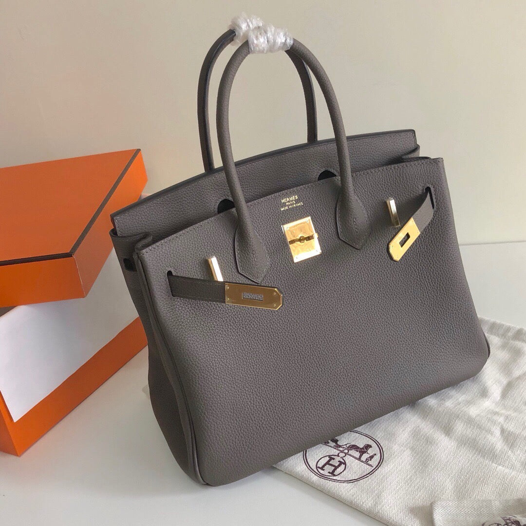 Hermes Birkin 30 Bag in Dark Grey Togo Leather 