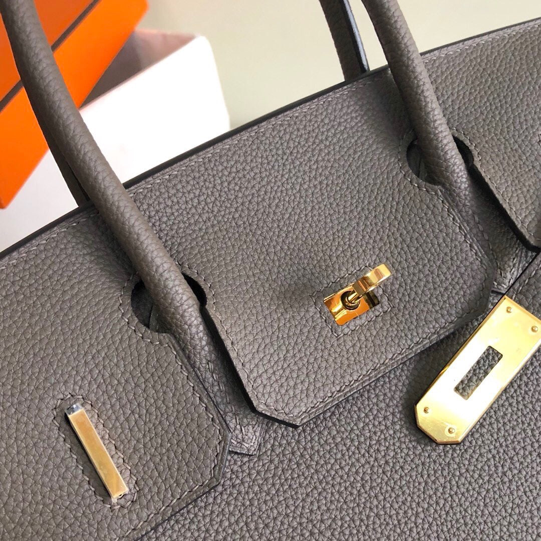 Hermes Birkin 30 Bag in Dark Grey Togo Leather 