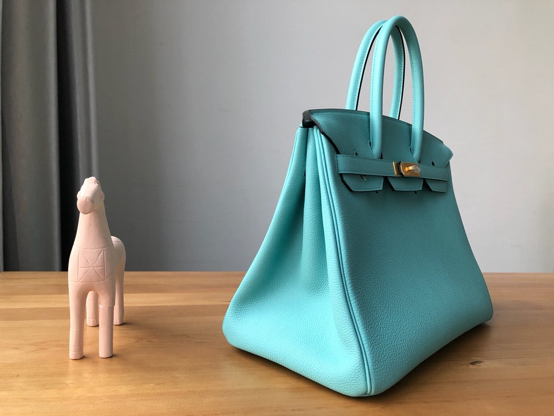 Hermes Birkin 30 Bag in Macaron Blue Togo Leather 