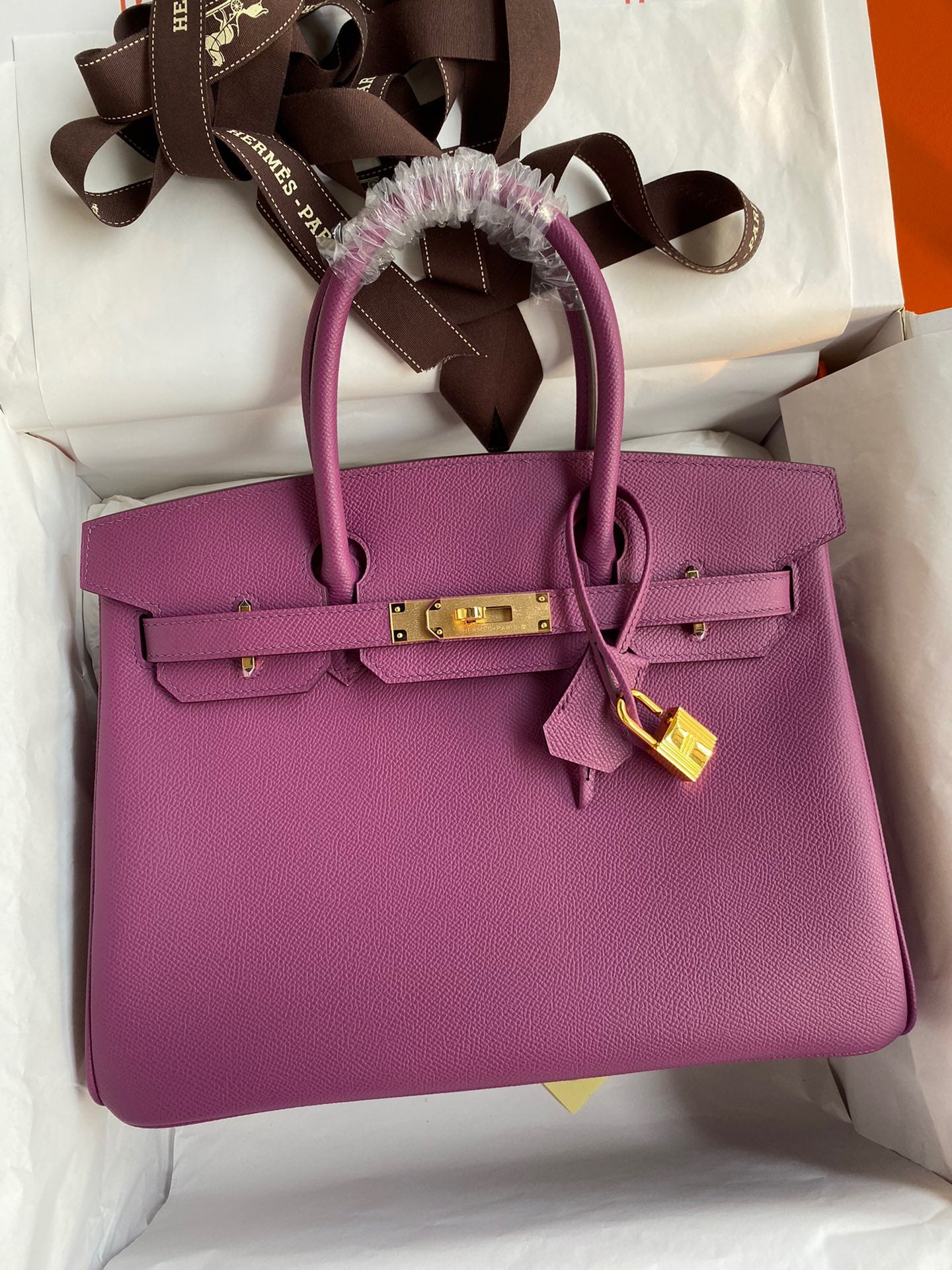 Hermes Birkin 30 Bag in Purple Epsom Leather