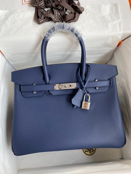 Hermes Birkin 30 Bag in Dark Blue Epsom Leather