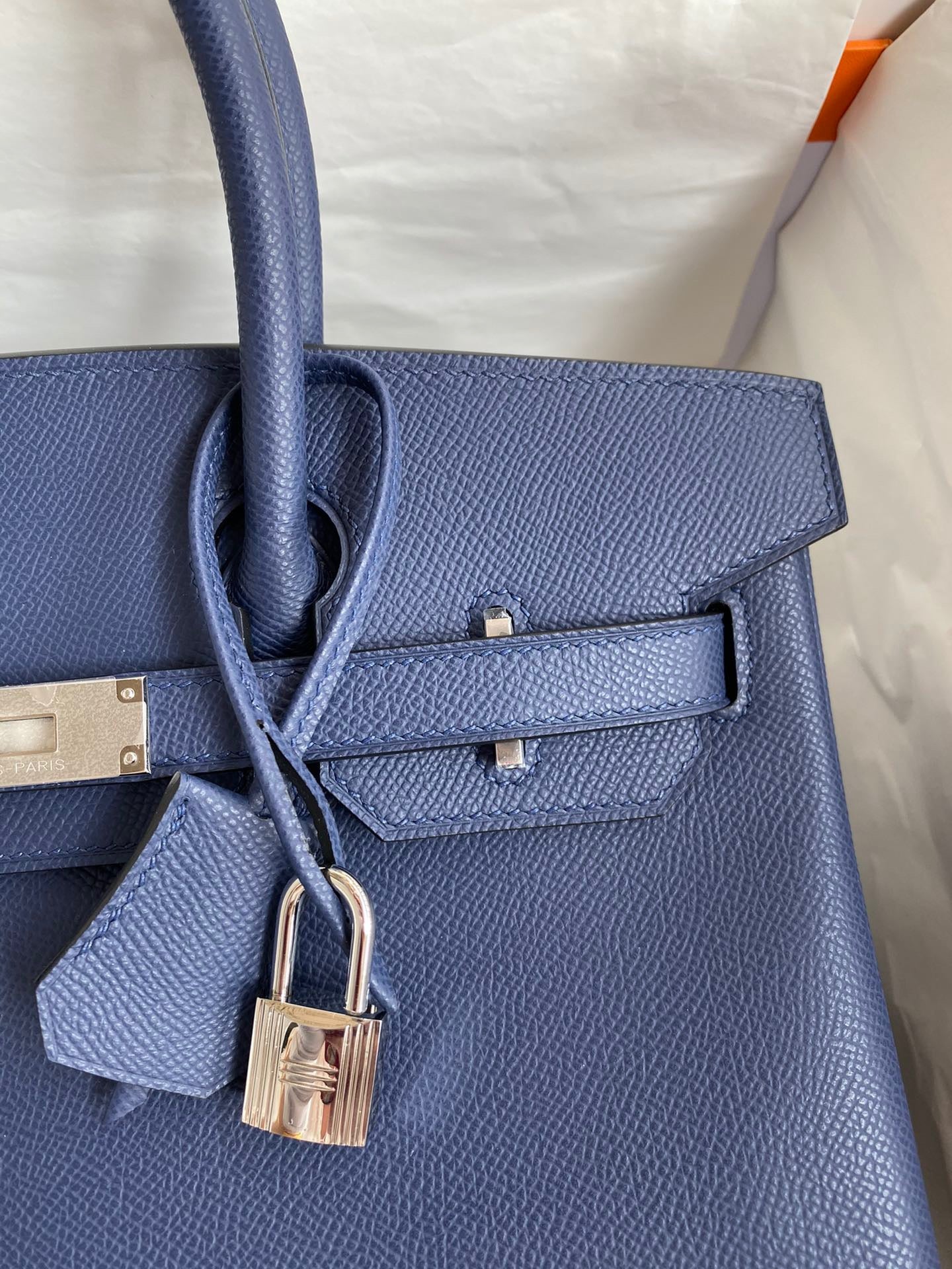 Hermes Birkin 30 Bag in Dark Blue Epsom Leather