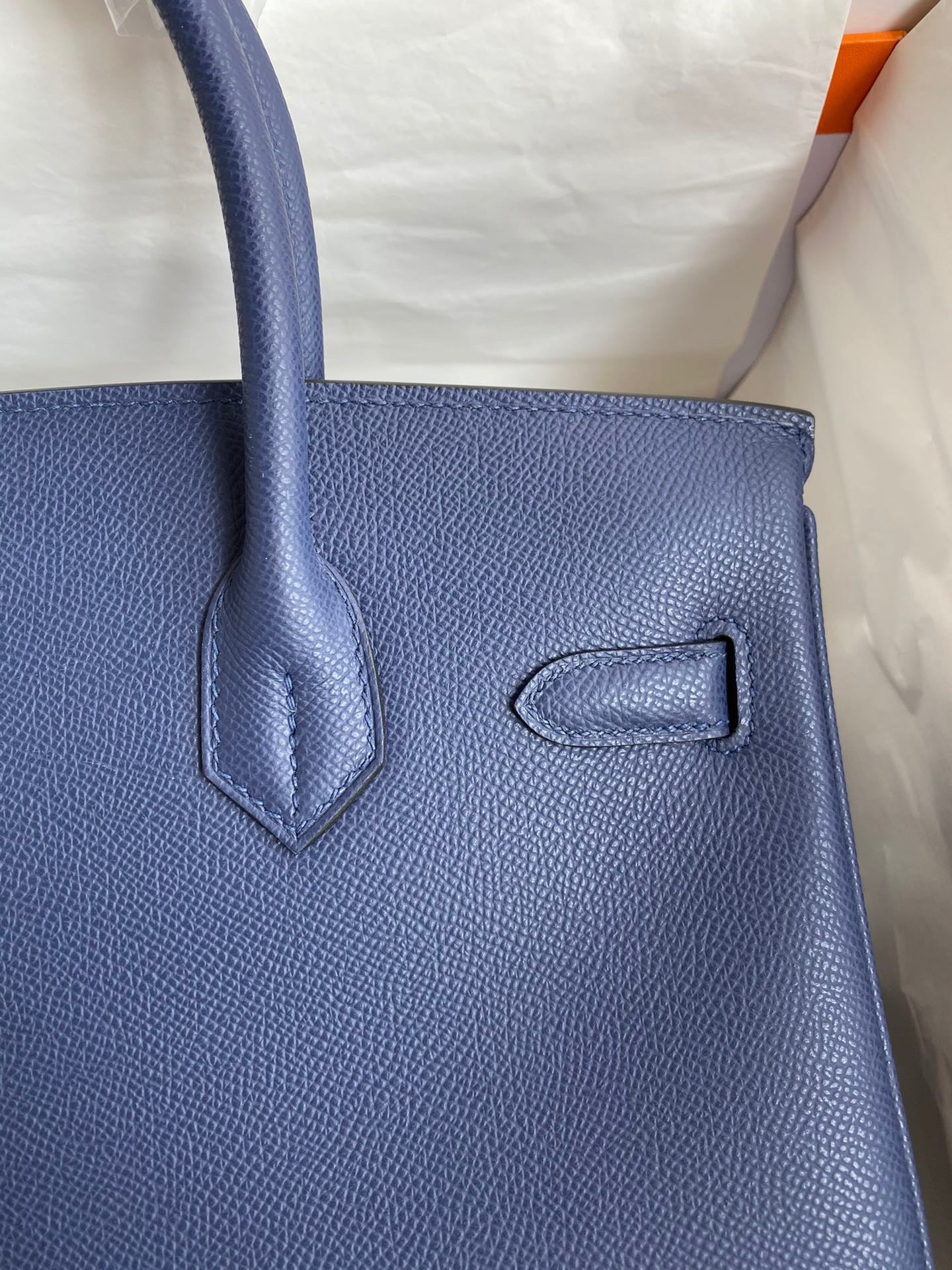 Hermes Birkin 30 Bag in Dark Blue Epsom Leather