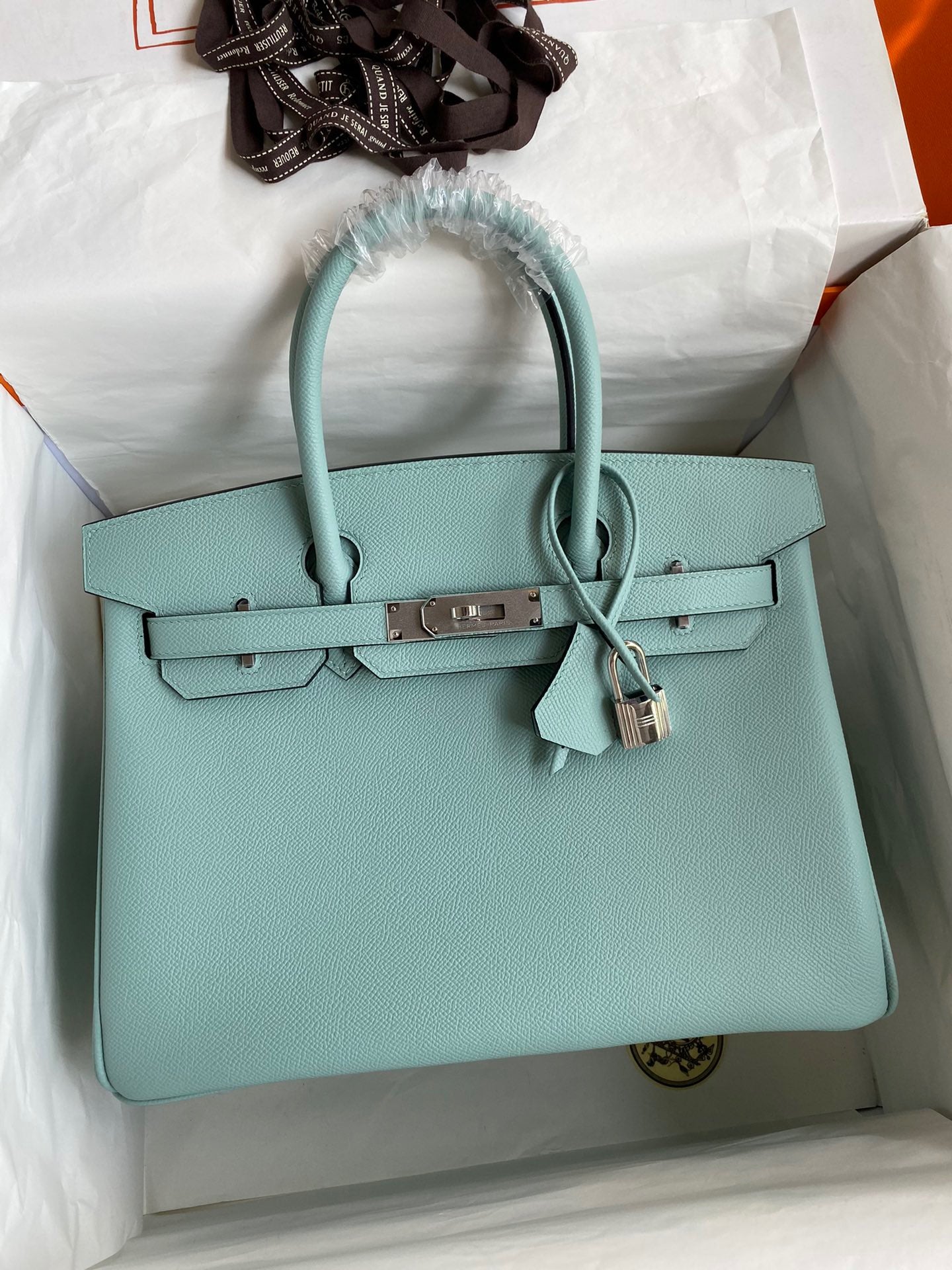 Hermes Birkin 30 Bag in Macaron Blue Epsom Leather